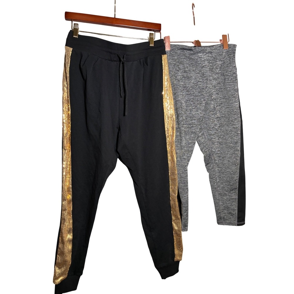 LOT of 2 Balera Sequin Joggers & C9 Champion‎ Heathered Leggings Bundle Womens L